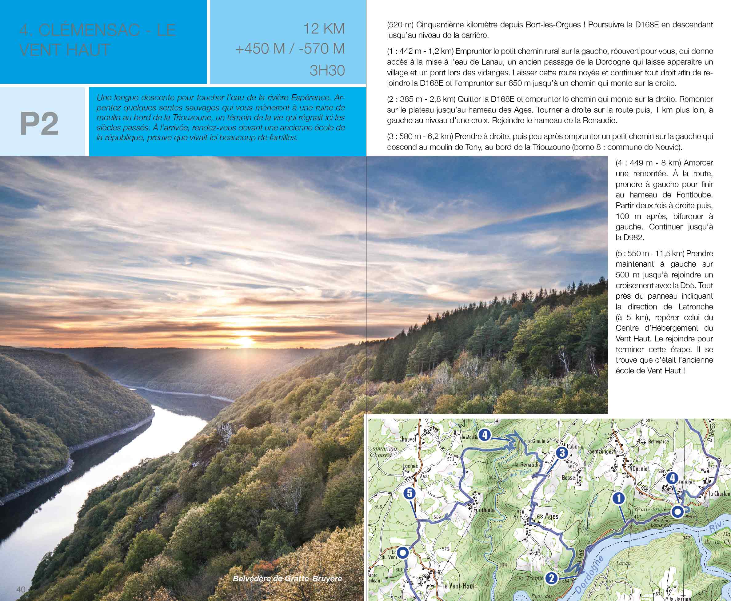 VTOPO RANDO PÉDESTRE La Dordogne de Villages en Barrages