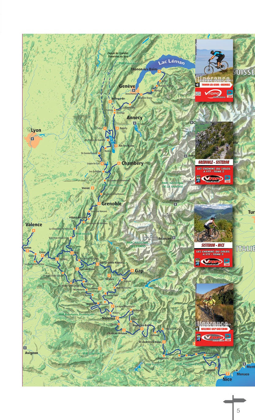 VTOPO VTT Itinérance Thonon-les-Bains - Grenoble - Les Chemins du Soleil - Tome 1